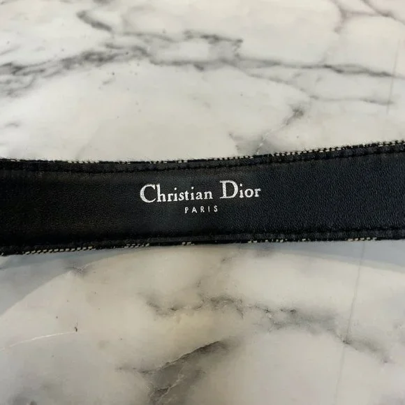 CHRISTIAN DIOR Galliano Vintage Black Diorissimo Canvas CD Belt - Size 75cm/30" - Picture 7 of 11